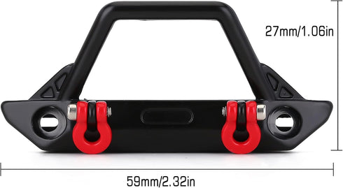 INJORA RC Front Bumper, 1/24 Metal Bumper with Lights for SCX24 Wrangler Gladiator