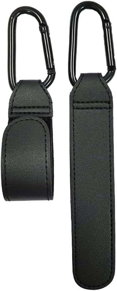 jojobasec Portable Stroller Hooks Adjustable PU Leather Clip Your Purse Shopping Diaper Bags on Pram