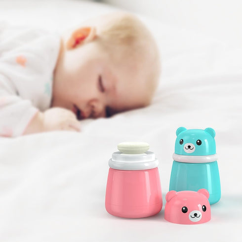 CoaGu Pink Compact Powder Case with Puff - Ideal for Body Dusting for Moms & Babies
