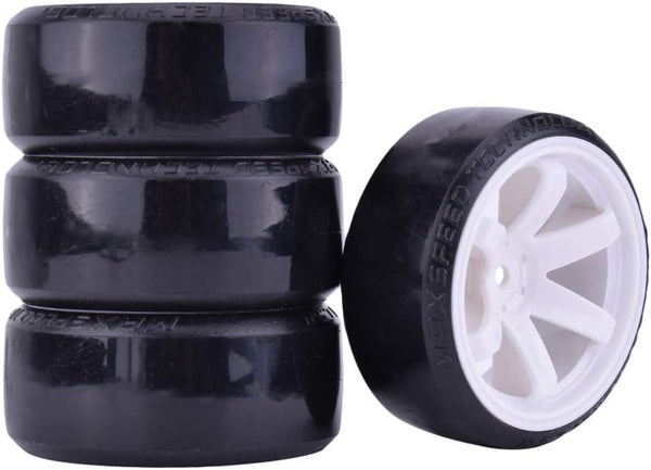 RC Plastic Wheel and Tire Set, 63mm Hard Tyres for 1/10 Drift Car, Traxxas HSP Tamiya HPI Kyosho On-Road