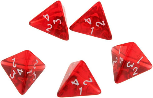 5PCS Polyhedral Dice 20mm D4 for Dungeons and Dragons DND RPG MTG Table Games Red with Black Bag