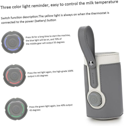 VANZACK Portable USB Bottle Warmer Bag Temperature Milk Bottle Heating Carrier for Travel Keeps Breastmilk Fresh the Go