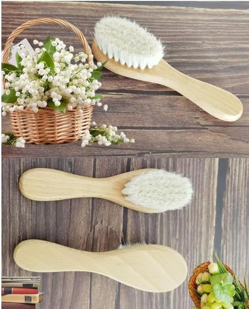 Baby Hair Brush, Wooden Goat Bristles for Newborns & Toddlers, Ideal for Cradle Cap, Hypoallergenic, 1 Count