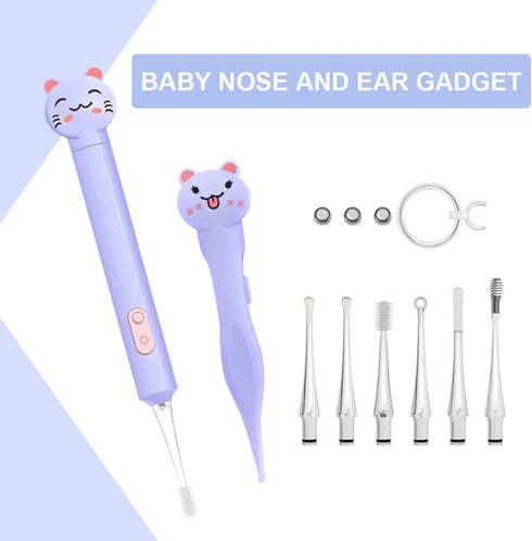 CSGTSWGS 2 Pack Baby Nose and Ear Cleaner, Nasal Booger and Ear Wax Removal Tool Nose Cleaner Tweezers with Light