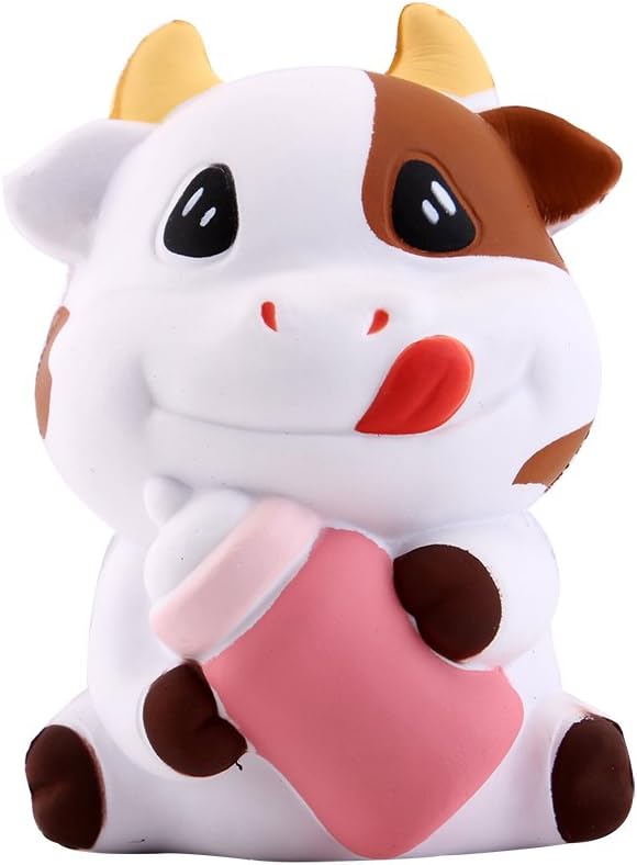Anboor 3.1 Inches Kawaii Cow Milk Bottle Squishies, Soft Slow Rising Scented Stress Relief Toys