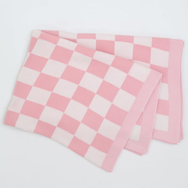 Cotton Knitted Checkered Baby Blanket for Boys and Girl Soft Cozy Lightweight