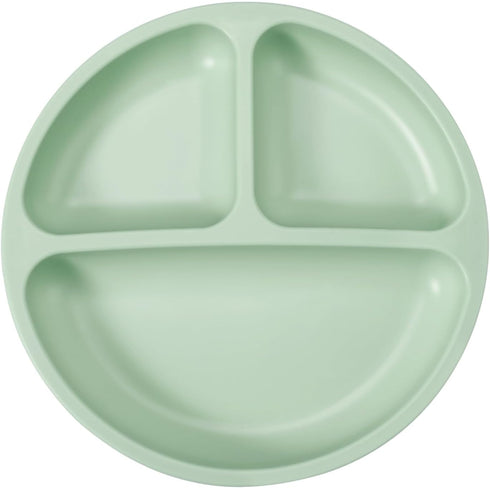 PandaEar Silicone Baby Feeding Set, 2 Pack Divided Suction Plate with 2 Pack Spoons, Baby Led Weaning Supplies