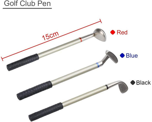 Mini Golf Set Pen - Red, Blue, and Black Ink, Fun Desktop Accessories for Office, Study, Birthday Gift