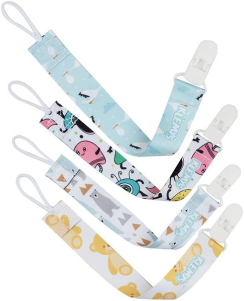 Baby Pacifier Clips, 4 Pack Binky Holder and Leash for Boys and Girls, Universal Fit for Teethers & Toys