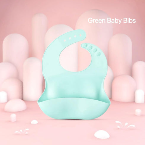 Silicone Baby Bibs, Waterproof Feeding Bibs with Food Catcher Pocket, Adjustable for Toddlers, 2 Pack Baby Essentials