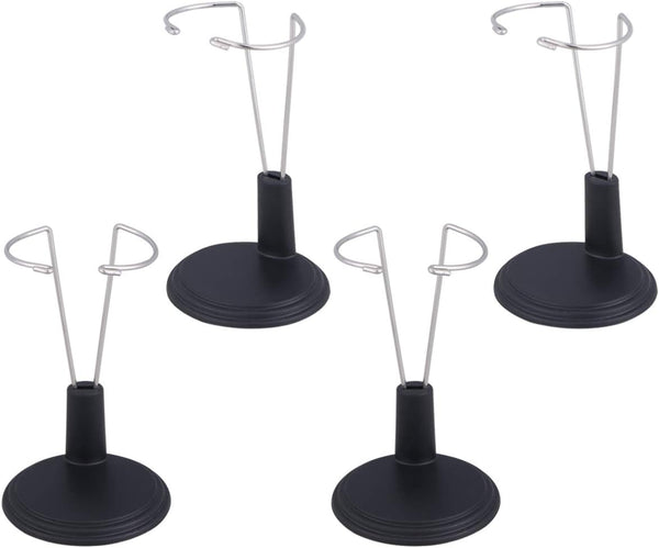 PATKAW Doll Stand, 4 Pcs Portable 5.9 Inch Black Doll Stands for Teddy Bear Display and Organization of Children's Dolls