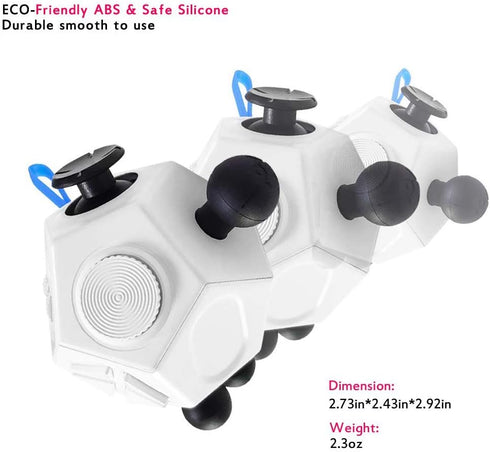 Fidget Toys for Kids, 12-Sided Cube, Stress Relief Toy for Children & Adults with ADHD, OCD, Autism (White A2)