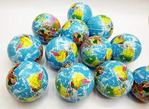 24 Pack Set (2.5) PowerTRC Mini Soft Foam Earth Squeeze Balls Planet Theme | Stress Relief Bulk Party, Birthday