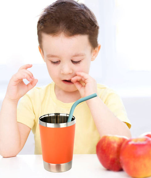 Reusable Thin Short 6.7" Cute Silicone Bendy Straws for Toddlers, Kids, Baby, 6 10 12 oz Wine/Yeti Tumbler,
