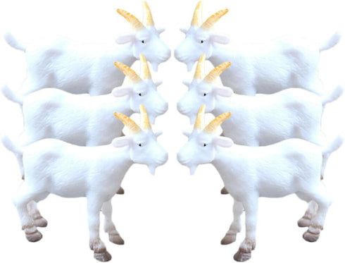 NUOBESTY Mini Goat Figurines 6pcs Simulated White Goat Animals, Tiny Farm Sheep Figures, Educational Toys, Cake Topper