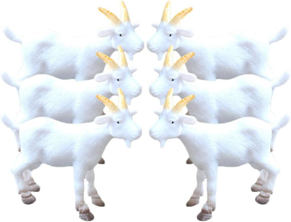 NUOBESTY Mini Goat Figurines 6pcs Simulated White Goat Animals, Tiny Farm Sheep Figures, Educational Toys, Cake Topper