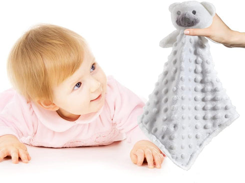 Unisex Minky Dot Security Blanket - Soft White Bear Baby Toy