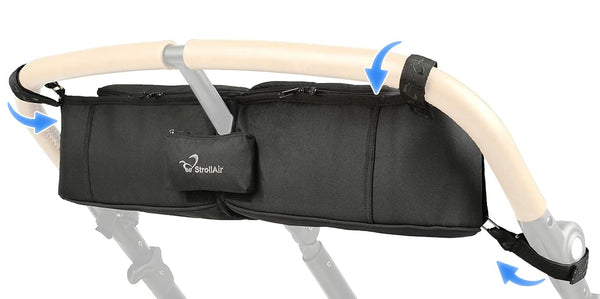 StrollAir Universal Best Double Parent Stroller Organizer Caddy with Insulated Cup Holder for Mountain Buggy TWIN