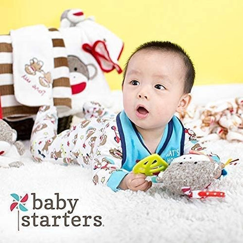 Baby Starters Super Soft Sock Monkey Baby Blanket, Ivory and Red, 30"x40" for Newborns and Moms