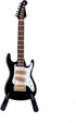 Dselvgvu Wooden Miniature Electric Guitar with Stand, Black Model for Dollhouse Decoration, 3.92"x1.24"x0.37"