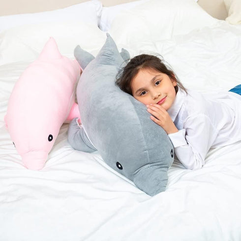 Giant Dolphin Stuffed Animal Plush Pillow, Soft Whale Hugging Pillow for Children Girls (Gray, 120cm/47.24inch)