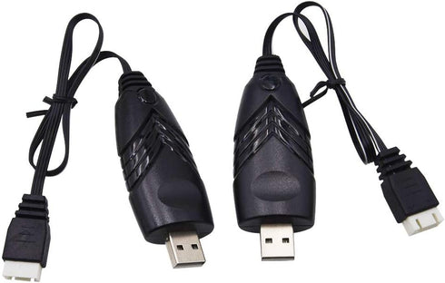 Blomiky 2 Pack 3S 1.5A USB Charger Cable - Suitable for RC Car, Boat, Airplane, Drone, 11.1V USB
