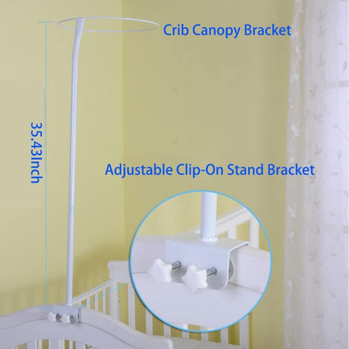 Vilemoon Set Crib Canopy Holder Mosquito Net Stand Holder Metal Adjustable Clip-On Stand Bracket for Rack Mosquito Net