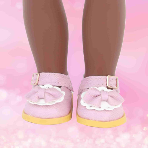 6 Pairs of Dorable Doll Shoes for 14 Inch Dolls, Cute Bow Shoes, Randomly Selected from 10 Shown