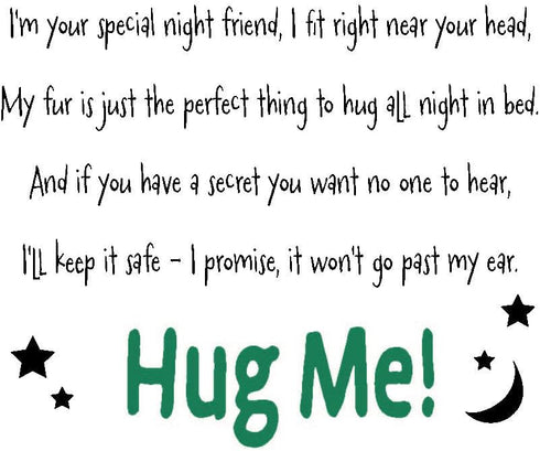 Penned Teddy Bear with Hug Me T-Shirt – 10" Inch Brown Bedtime Teddy with Adorable Tell Me Secrets Fun Poem on T-shirt. Gift to Calm Children, Give Emotional Support, Help them Fall Asleep at Night
