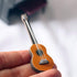 Toyvian 2Pcs Miniature Guitar Dollhouse Musical Instrument, Wood Bass Guitar Model Ornament