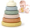 BOBXIN 6 pcs Stacking & Nesting Rings Toy, Soft Circle Stacker, Teethers for Baby, Toddler Learning Toys