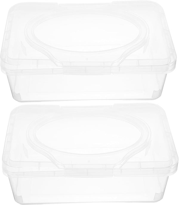 TOPPERFUN 2Pcs Baby Wipes Dispenser Box with Lid Portable PP Wipe Holder for