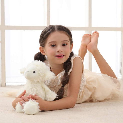 Apricot Lamb Plush White Stuffed Animal | Soft Cuddly 8.5 Inch Lamb Toy for Children
