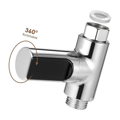 BEAHING 5~85C 360 Digital Shower Thermometer with Rotating LED Water Meter, Shower Water Thermometer for Elderly