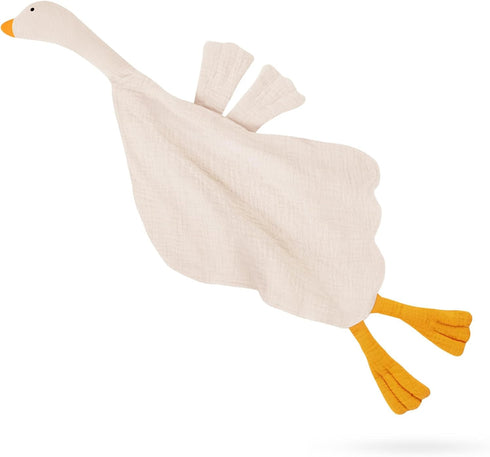 Baby Toys Lovey Blanket, Soft Goose Blankets for Newborn Essentials, Sensory Security Blanket for Boys and Girls (Cream)