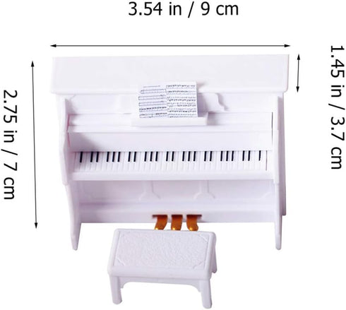 Piano Keyboard Toy for Kids, Dollhouse Piano Model with Miniature Stool, Musical Educational Toy for Fairy Garden