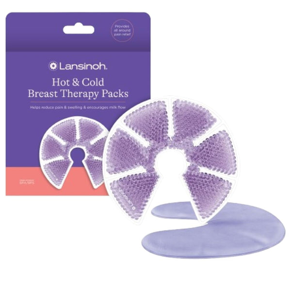 Lansinoh Breast Therapy Packs with Soft Covers - Hot and Cold Breast Pads, Postpartum Relief, 2 Pack