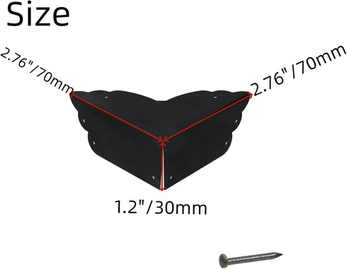 4 2.8"x2.8"x1.2"(LxWxH), 2.8" Mcredy Pcs Table Corner Protectors Black Metal Corner Guards & Edge Protectors with Nails