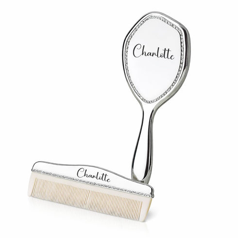 Personalized Silver Baby Brush and Comb Set Engraved Shower Baby Gift