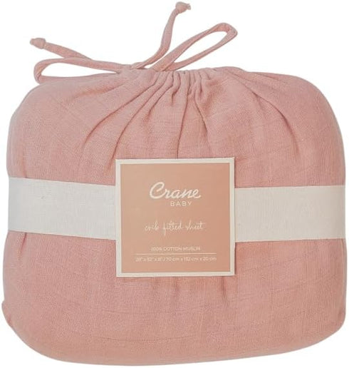 28w 52h 9d Crane Baby Fitted Sheet, Soft Cotton Fitted Sheet for Cribs and Nurseries, Beige Copper, x x