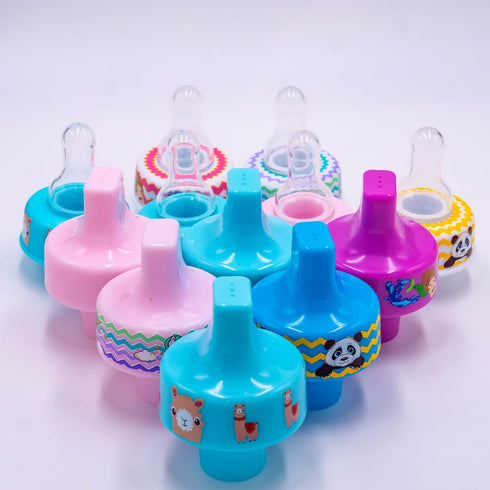 Pack 2 Refresh-a-Baby Universal Bottle Top Spout Adapter Reusable, Easily Convert Any Bottle into a Spill-Proof Sippy