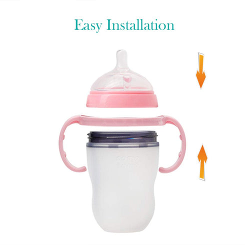 Bottle Handles Grips Compatible for Comotomo Feeding Baby Bottles (Set of 4, 2 Pink + 2 Green)