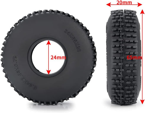 Wheel Tires Crawler Tires for TRX4M/SCX24 Upgrade Parts, 65 * 20mm