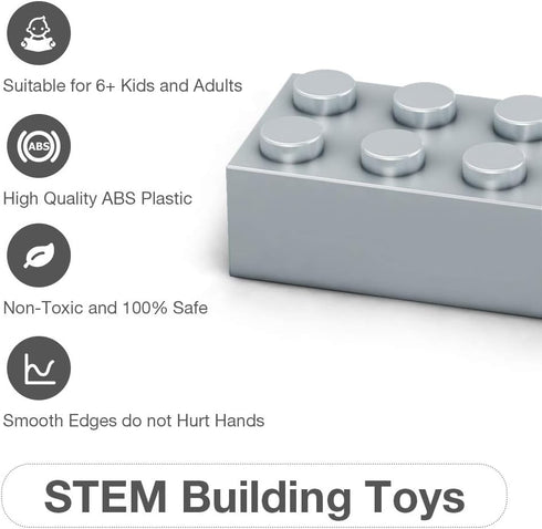 Lekebaby Building Bricks 1500 PCS Basic Blocks, Compatible with Major Brands (Gray)