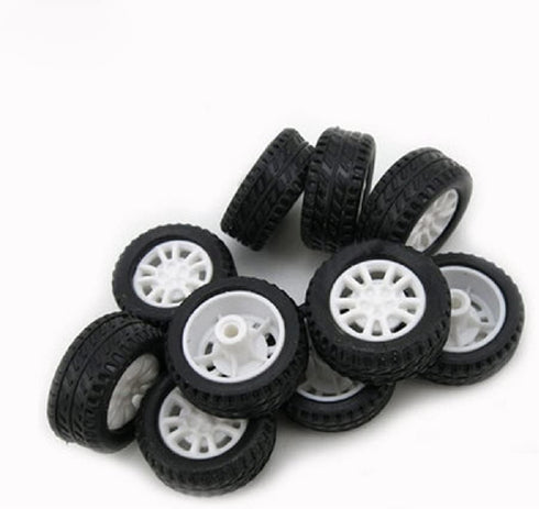 10pcs Toy Car Wheels 20mm Rubber Tire for 2mm Shaft DIY Model Accessories