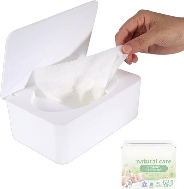 Eiszhjk Wipes Dispenser Compatible with Huggies, Refillable Wipe Holder, Flushable Wipes Container with