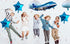 Happy Birthday Balloons 31inch Large Airplane Blue Party Decoration, 7Pcs