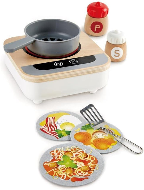 Hape Fun Fan Fryer | Wooden Tabletop Stove with Fan, Kitchen Playset