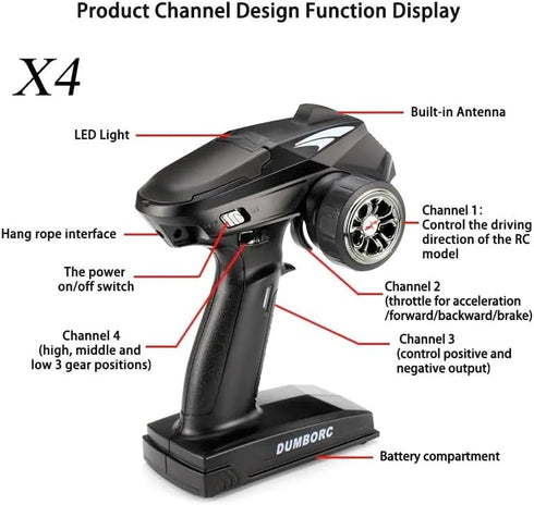 X4 RC Transmitter and Receiver X6F, 4 Channel Radio Remote Controller for RC Cars, Boats, Tanks