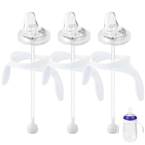 Giftophilia Sippy Cup Conversion Kit for Lansinoh Baby Bottles, Soft Straw Top and